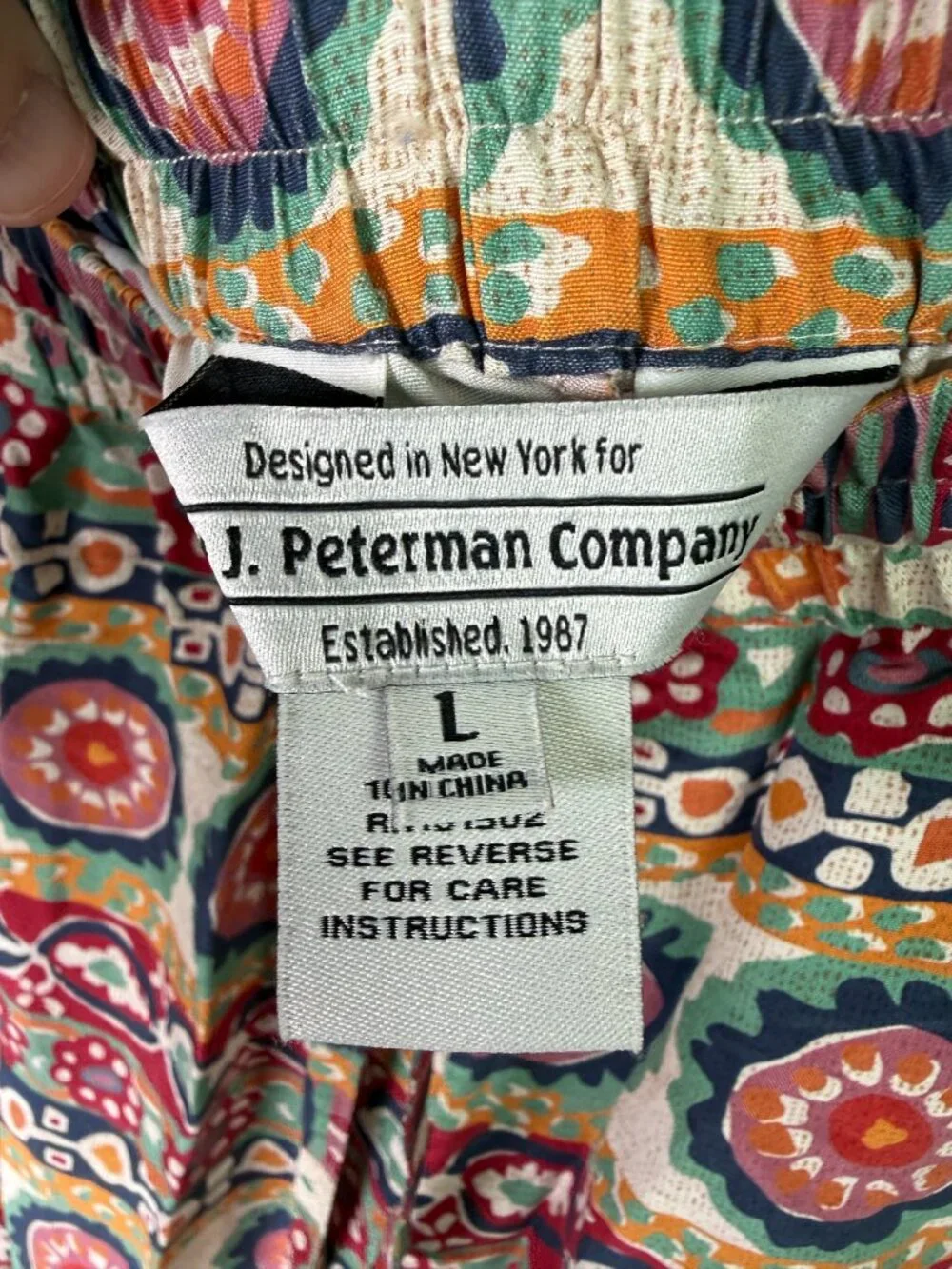 J Peterman Southwest Road Trip Silk Pants Aztec Print Multicolor Boho Sz L